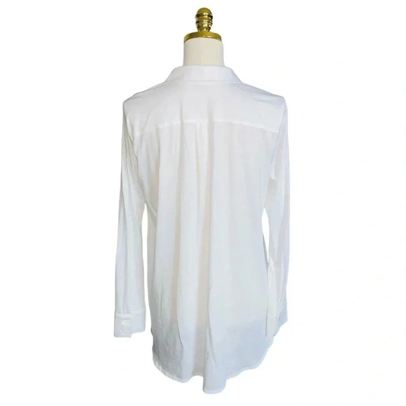 EILEEN FISHER | White Fine TENCEL Organic Cotton Jersey Collared Shirt Size SP - Picture 9 of 11